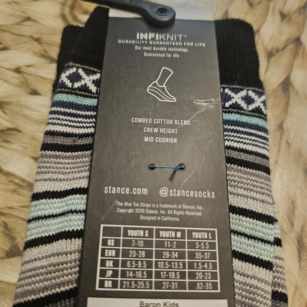 Stance Kids Patterned Socks - Black, Gray, Blue